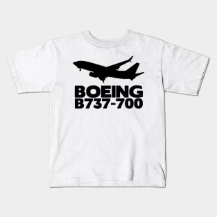 Boeing B737-700 Silhouette Print (Black) Kids T-Shirt